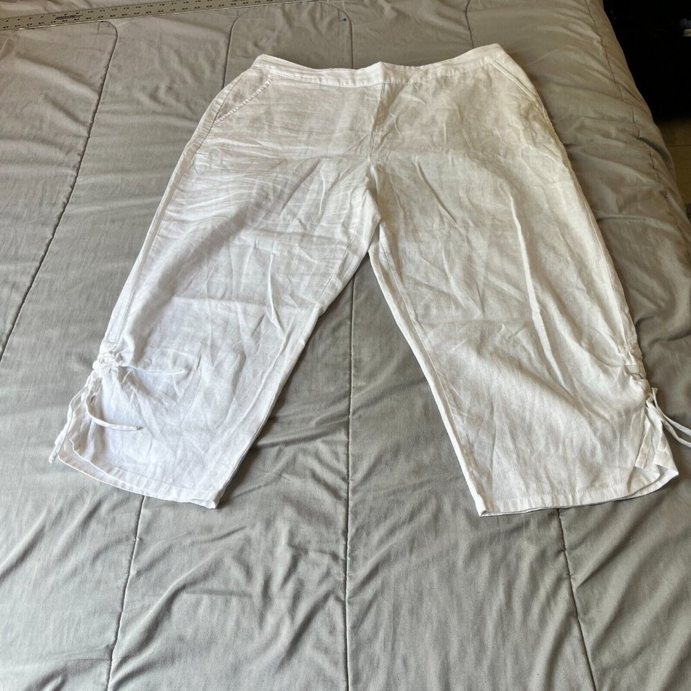 Habitat Womens High Rise Lace Up Hem Capri Pants Size XL White Cropped Casual